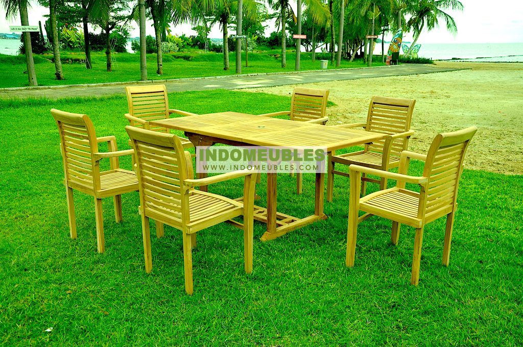 Dinant Teak Outdoor Furniture Set Rectangular Single Extending Table