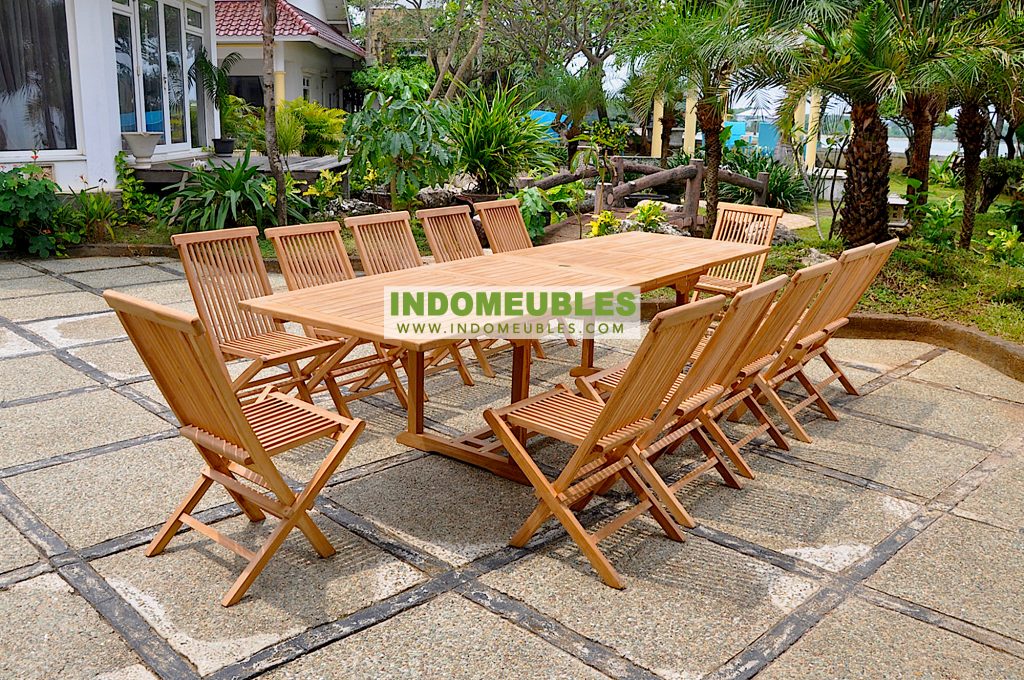 Baltic Teak Garden Furniture Set Rectangular Double Extending Table