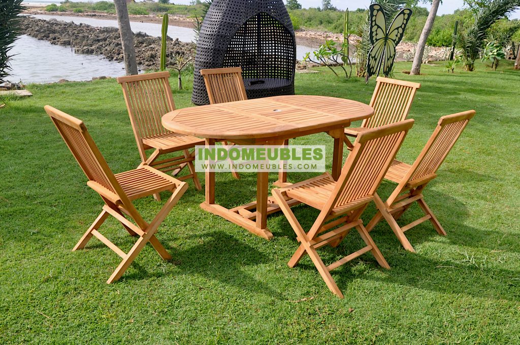 Avignon Teak Outdoor Furniture Set Oval Single Extending Table 170CM