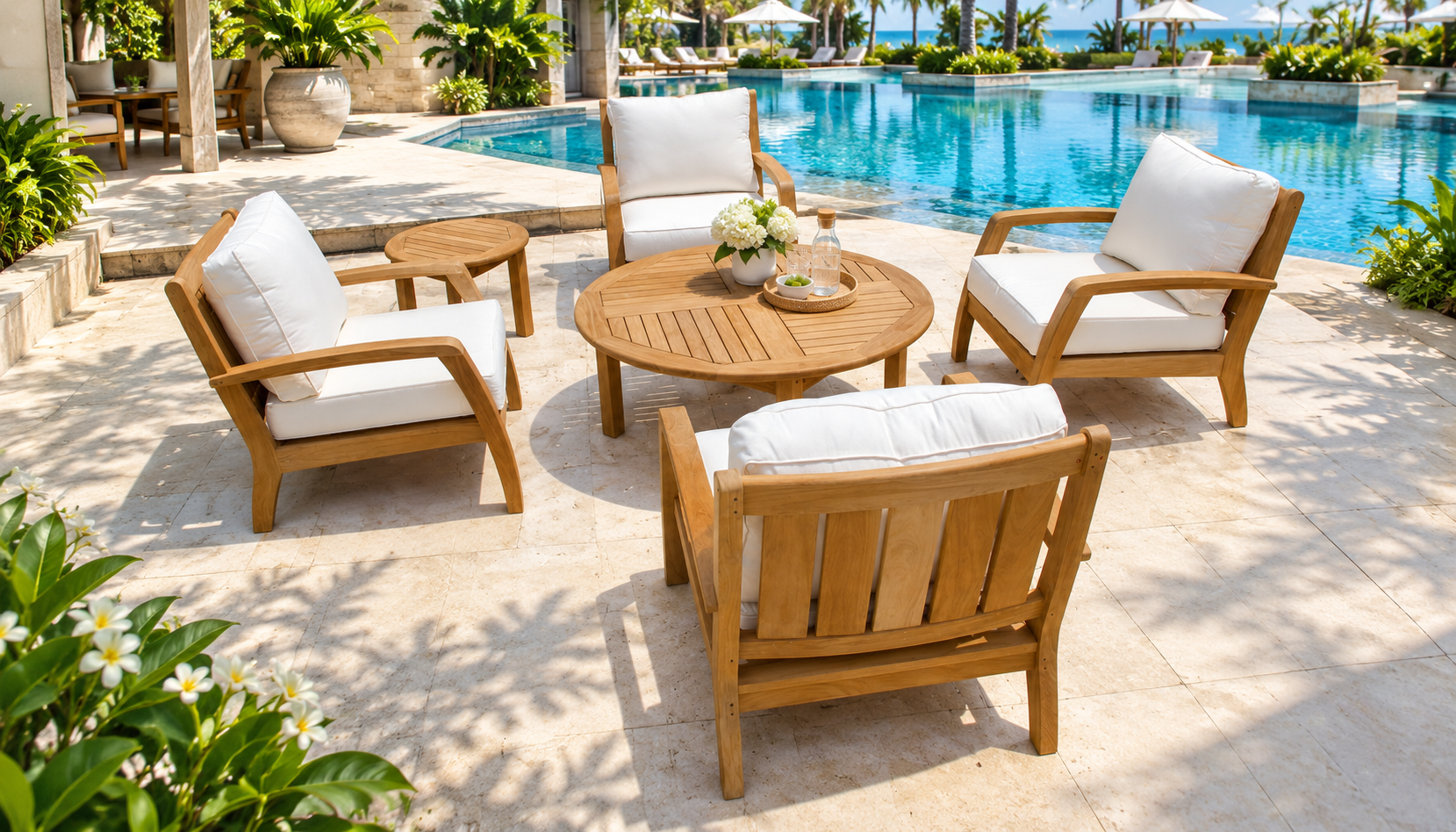 Luxury teak patio furniture for hospitality projects